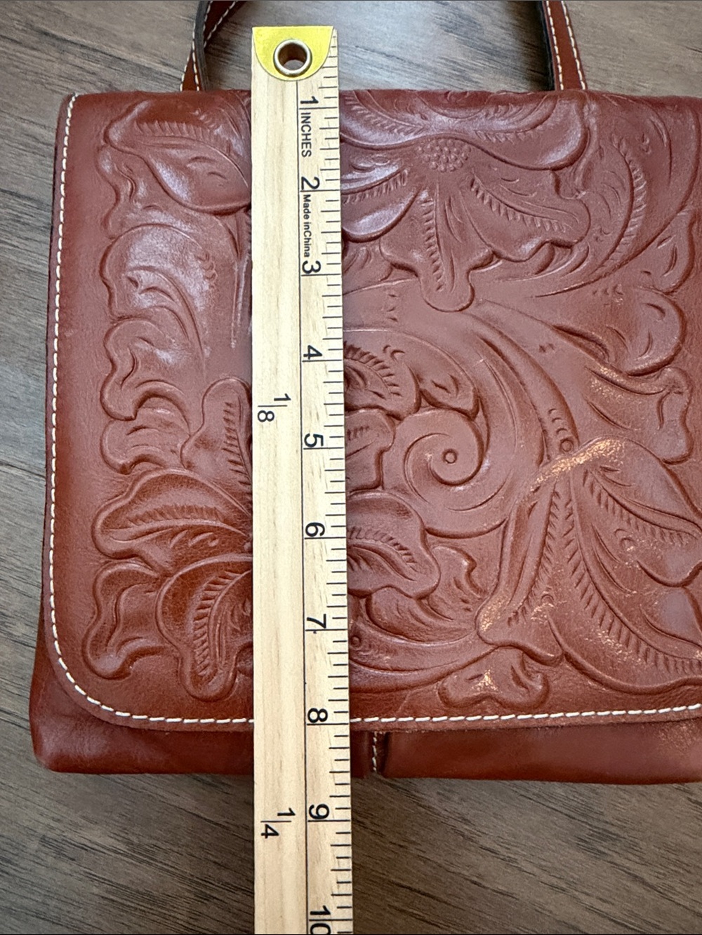 Patricia Nash Granada Crossbody Bag - Tooled Florence Brown Leather - Picture 11 of 12
